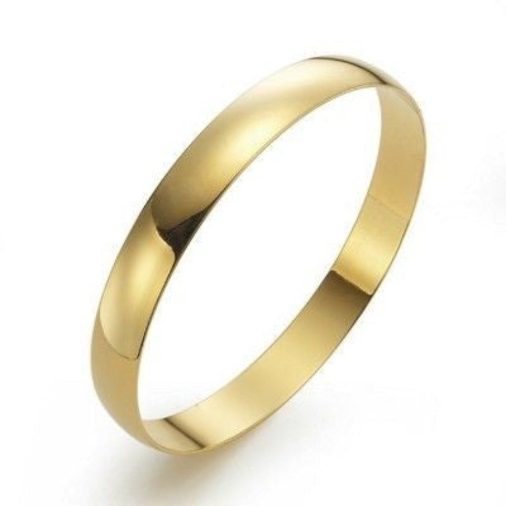 18ct Heavy Yellow Gold Plated 10mm Plain Bangle - USA Made-4